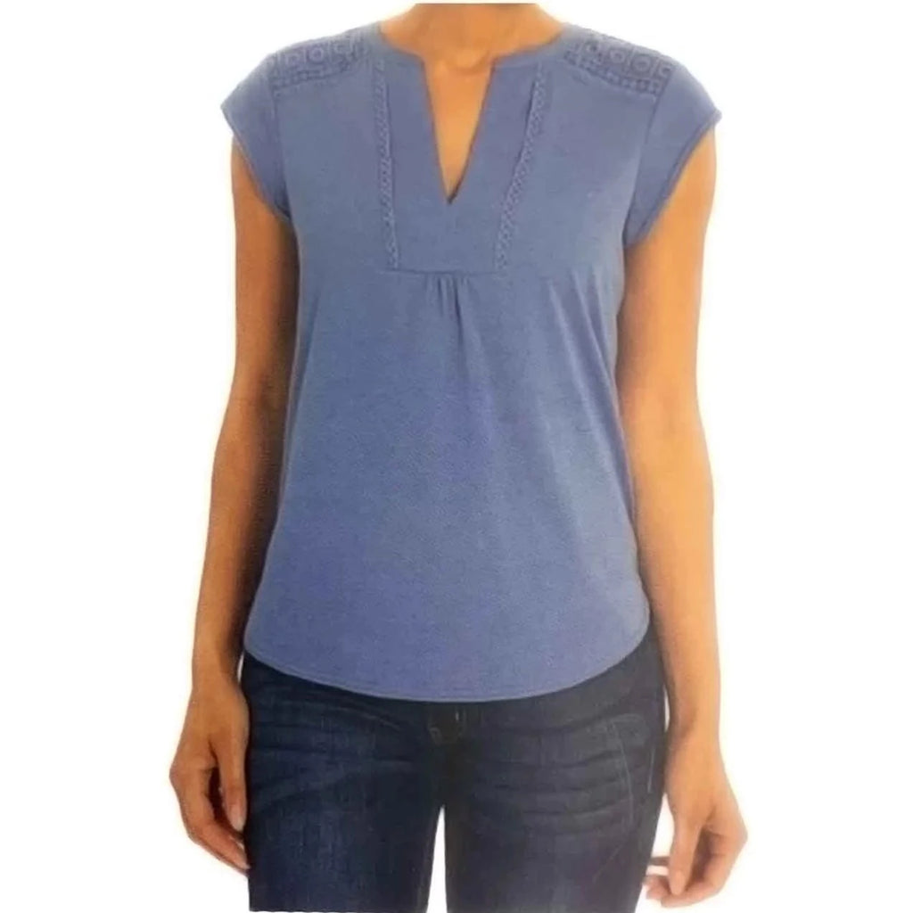 Orvis Women's Anna V-Neck Top With Crochet Lace Inserts