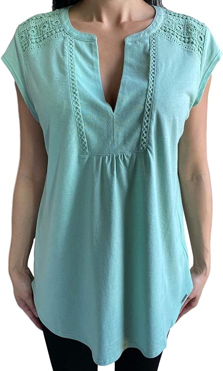 Orvis Women's Anna V-Neck Top With Crochet Lace Inserts