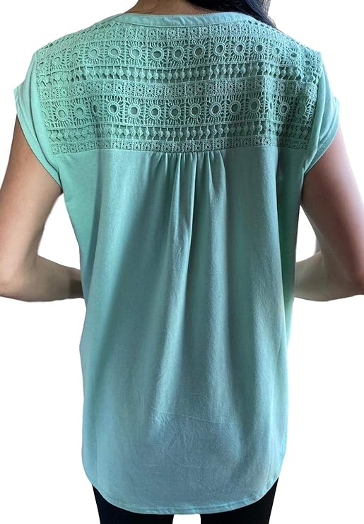 Orvis Women's Anna V-Neck Top With Crochet Lace Inserts