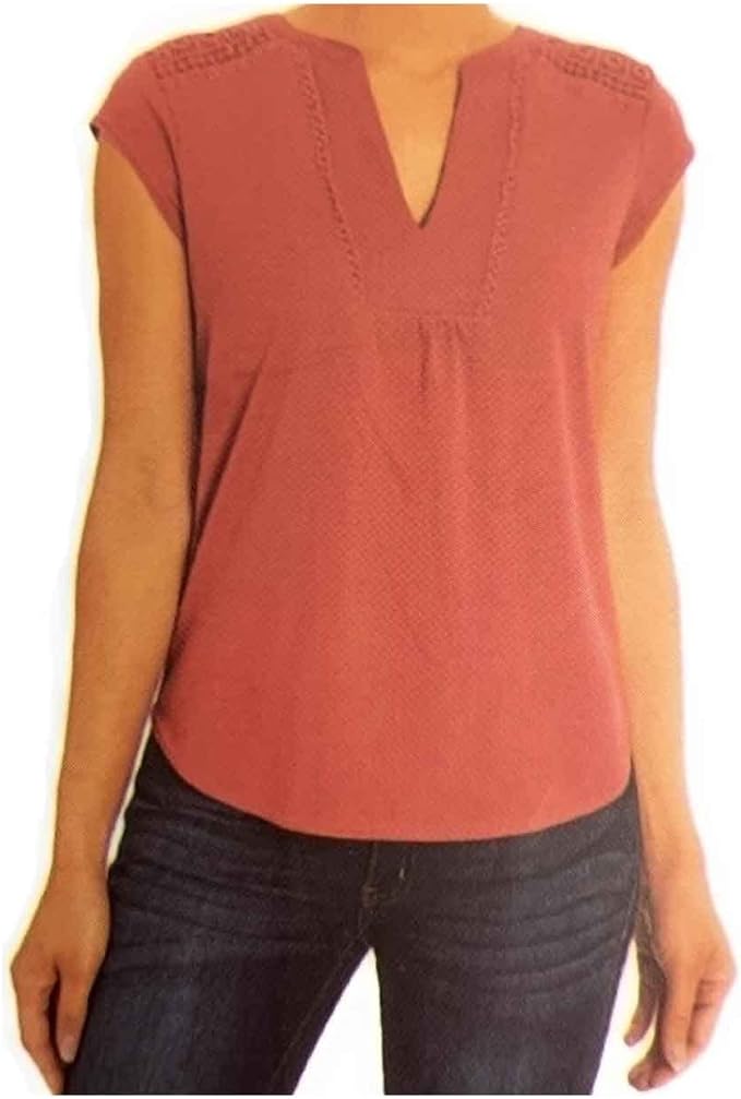 Orvis Women's Anna V-Neck Top With Crochet Lace Inserts