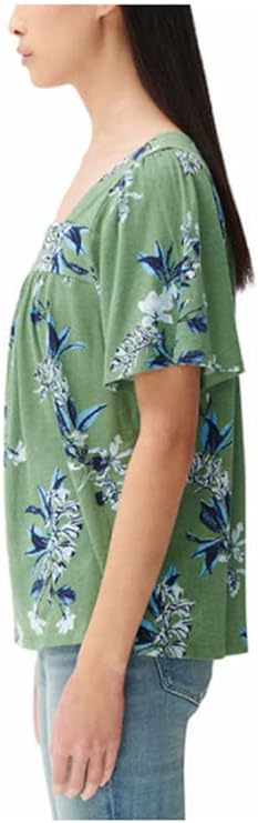 Lucky Brand Women's Square Neck Short Sleeve Top