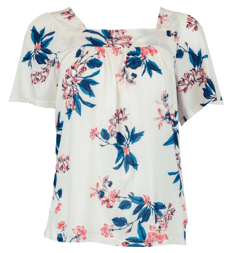 Lucky Brand Women's Square Neck Short Sleeve Top