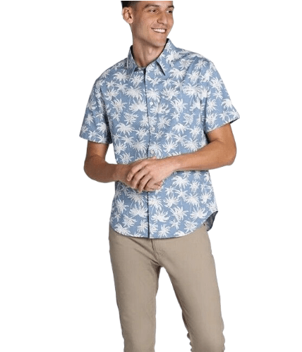 Jachs Men's Tropical Shirt Short Sleeve Medium Stretch Cotton Fabric Button Front