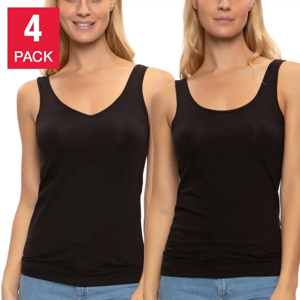 Felina Women's 4-Pack Reversible Cotton Tank Top