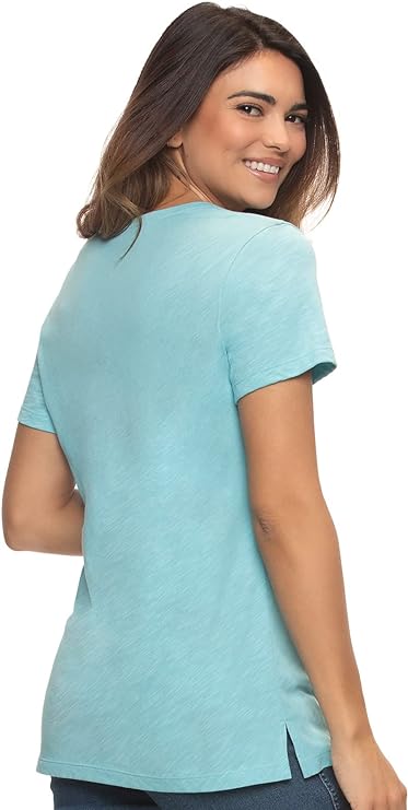 Felina Women's Slub Jersey V-Neck Tee Short Sleeve T-Shirt