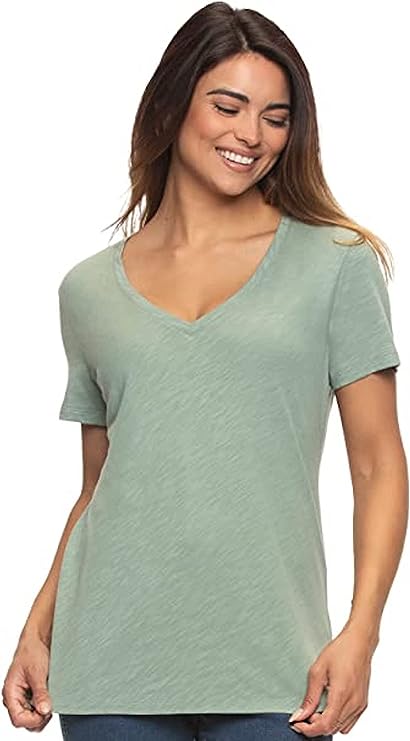 Felina Women's Slub Jersey V-Neck Tee Short Sleeve T-Shirt