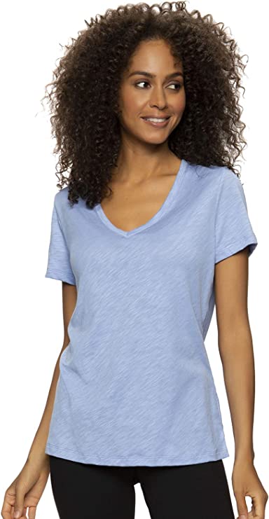 Felina Women's Slub Jersey V-Neck Tee Short Sleeve T-Shirt