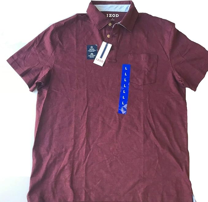 IZOD Men's Polo Shirts Short Sleeve Cotton Slub Casual Shirt