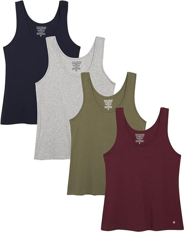 Lucky Brand Women's 4-Pack Cotton Stretch Tanks