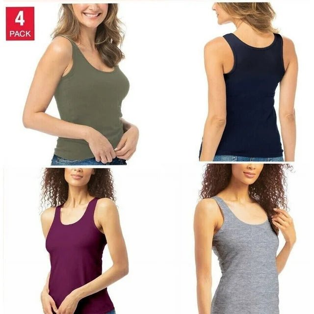 Lucky Brand Women's 4-Pack Cotton Stretch Tanks