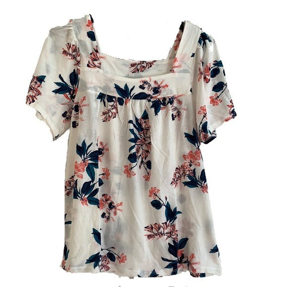 Lucky Brand Women's Square Neck Short Sleeve Top