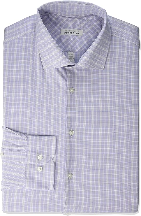 Perry Ellis Men's Slim Fit Spread Collar Dress Shirt