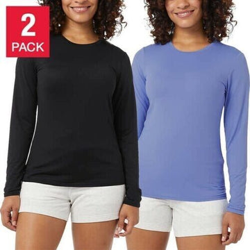 32 Degrees Cool Women's Air Mesh UPF 40 Long Sleeve Crew Neck Shirts - 2 Pack - Stay Cool and Protected - Shop Now!