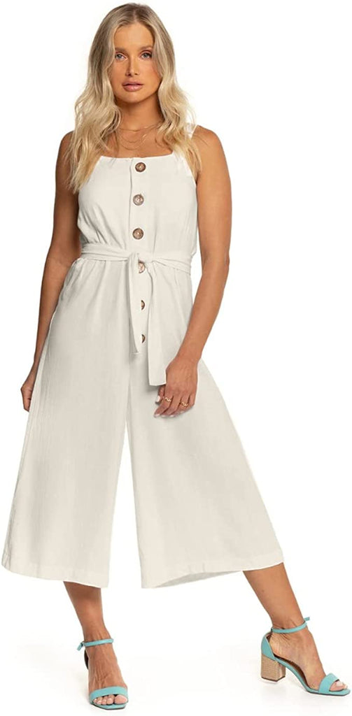 Endless Collection Women's Belted Wide Leg Jumpsuit