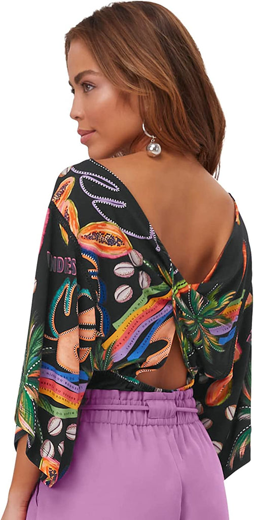 Women's Printed Wide Sleeves Blouse - Stylish, Floral & Versatile Fashion for All Occasions