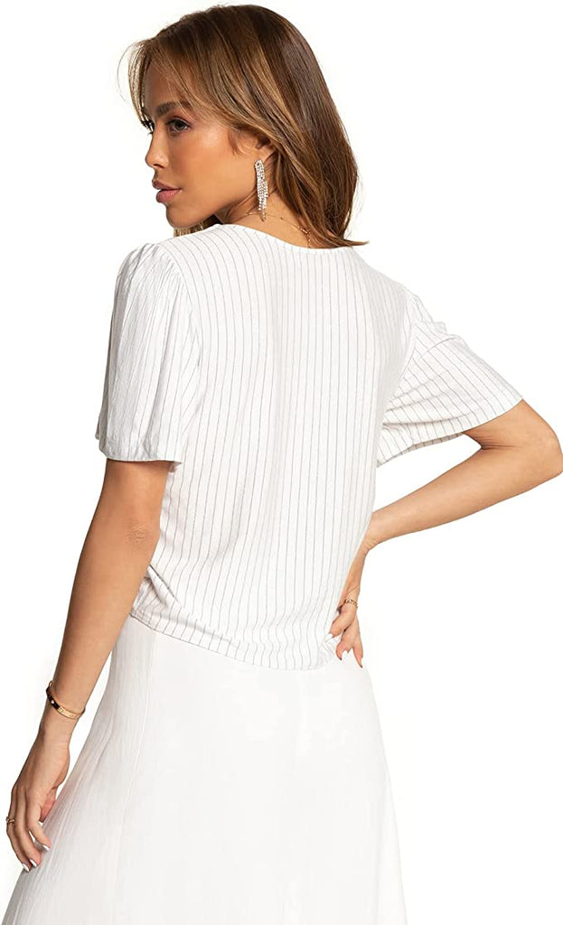 Endless Collection Women's Front Tie Cropped Blouse