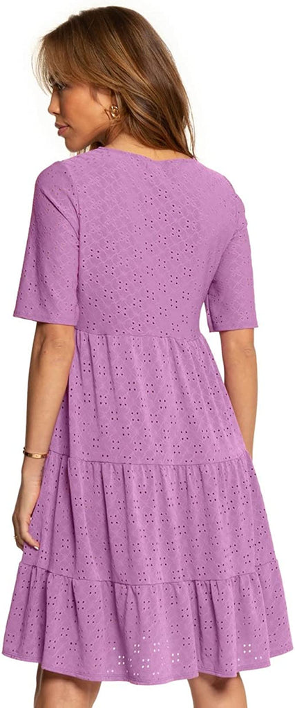Back View of Women's Eyelet Dress - Flattering Silhouette and Delicate Details