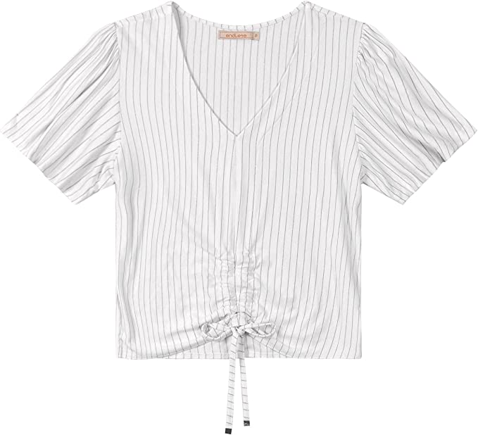 Endless Collection Women's Front Tie Cropped Blouse