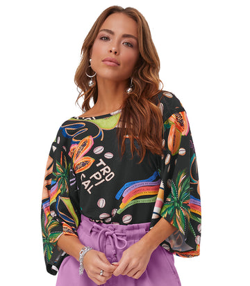 Women's Printed Wide Sleeves Blouse - Stylish, Floral & Versatile Fashion for All Occasions