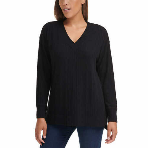 Women's Ribbed V-Neck Top by Andrew Marc - Chic Comfort