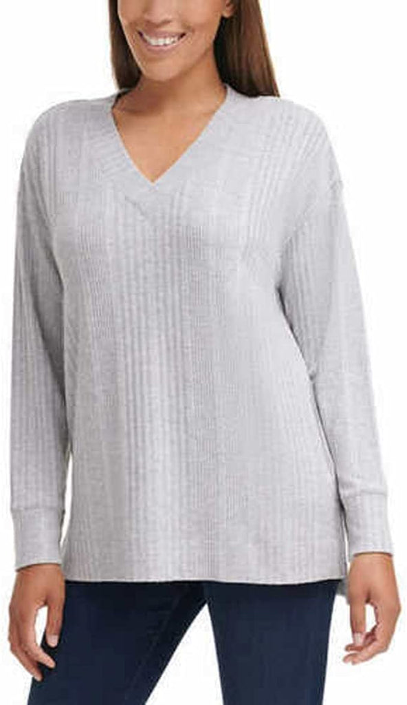 Women's Ribbed V-Neck Top by Andrew Marc - Chic Comfort