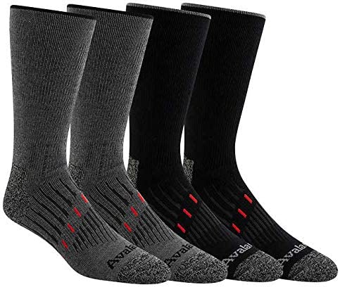 Avalanche Men's Outdoor Crew Socks - Moisture-Wicking, Cushioned, Durable - 4-Pair Pack