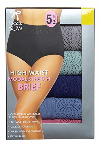 Black Bow Women's High Waist Modal Stretch Brief,5-Pack