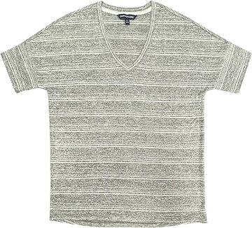 Calvin Klein Women's V-Neck Stripe Knitted T-Shirt Elevate Your Wardrobe with Classic Style