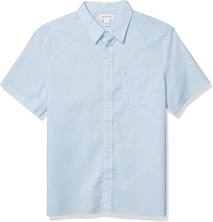 Calvin Klein Men's Short Sleeve Button Down Shirt - Modern Style