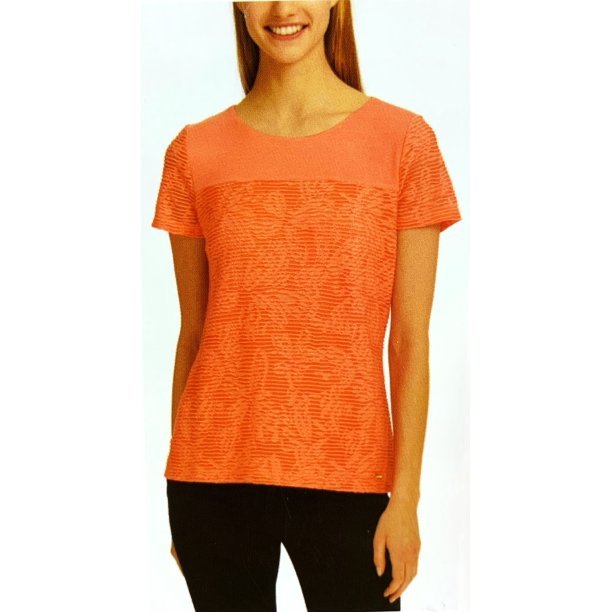 Calvin Klein Ladies' Stretch Textured Tee - Fashionable and Comfortable Women's T-Shirt with Stretch Fabric