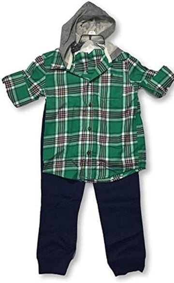 Carter's Boys' 2-Piece Hooded Button-Front Flannel & Jogger Pant Set