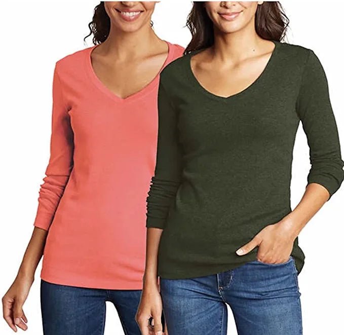 Eddie Bauer Women's Long Sleeve V-Neck 2-Pack T-Shirts