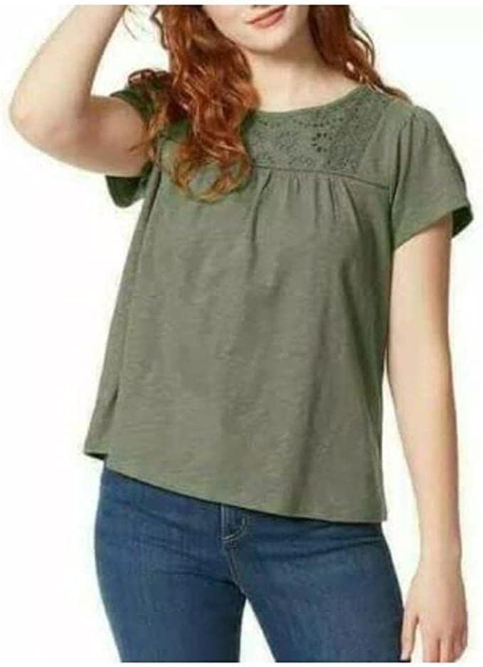 Ella Moss Women's Short Sleeve Embroider Soft Eyelet Shirt