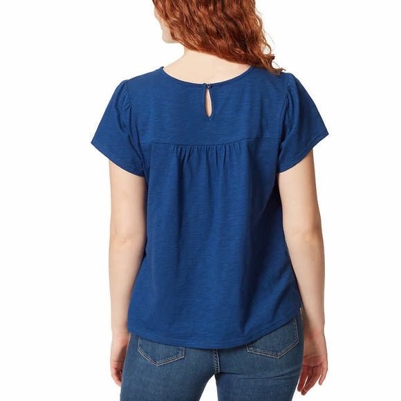 Ella Moss Women's Short Sleeve Embroider Soft Eyelet Shirt