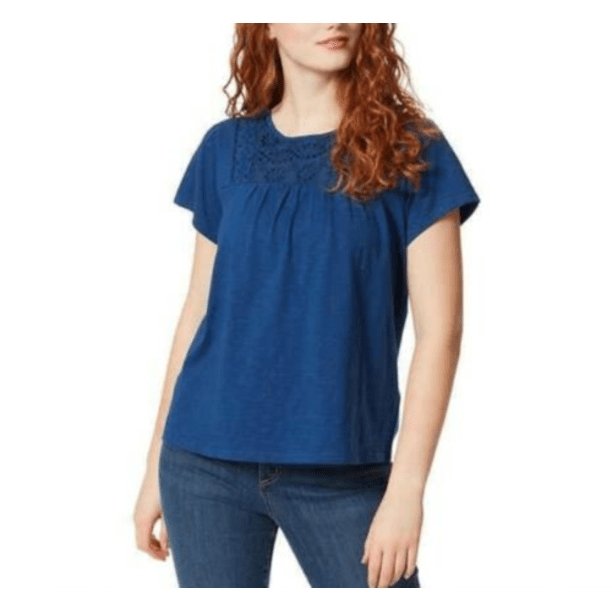 Ella Moss Women's Short Sleeve Embroider Soft Eyelet Shirt