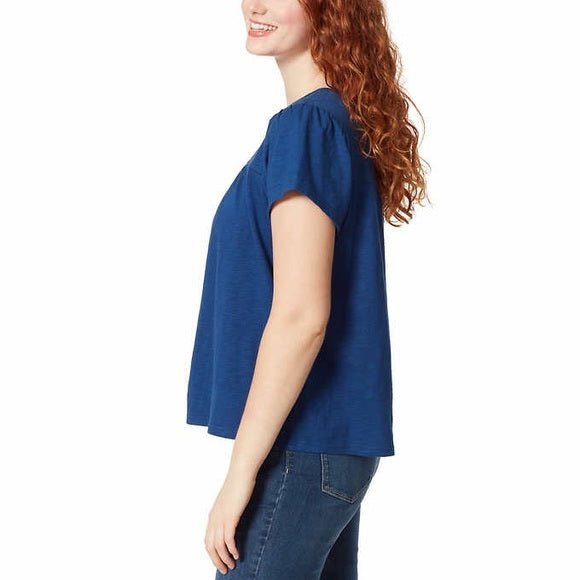 Ella Moss Women's Short Sleeve Embroider Soft Eyelet Shirt