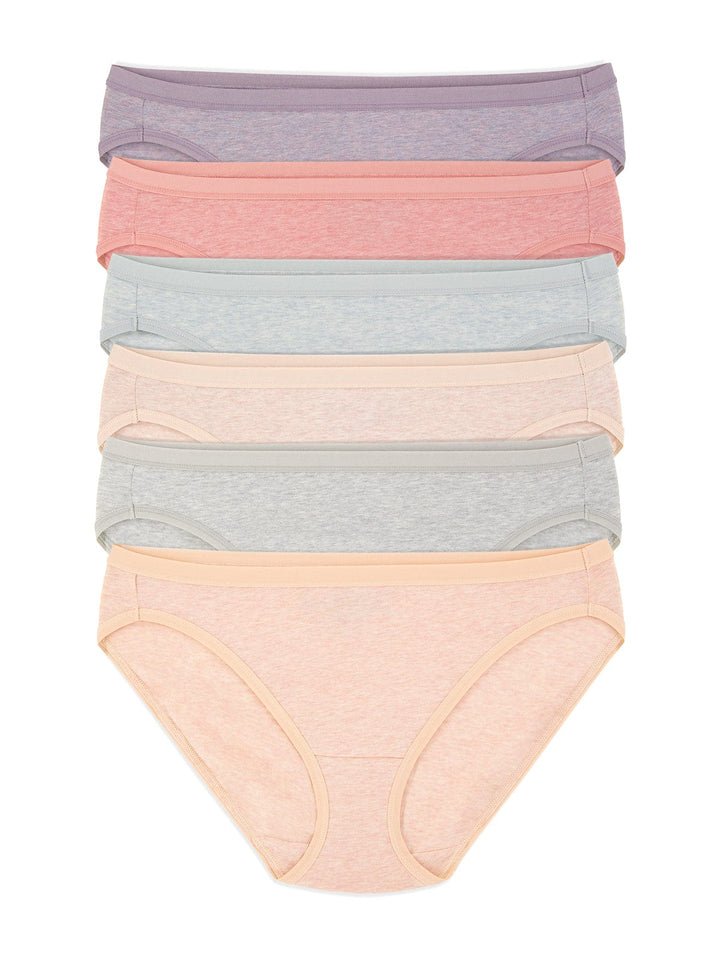 Felina Organic Cotton Bikini Underwear - 6 Pack, Soft, Stretchy, Sustainable Women's Panties