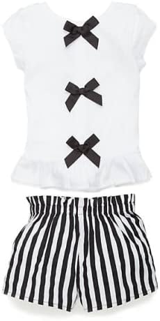 Flapdoodles Girls 2-Piece Cat Top and Striped Shorts Set
