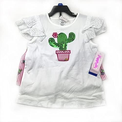 Flapdoodles Girls 2-Piece Cat Top and Striped Shorts Set