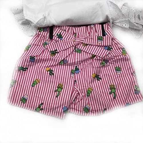 Flapdoodles Girls 2-Piece Cat Top and Striped Shorts Set