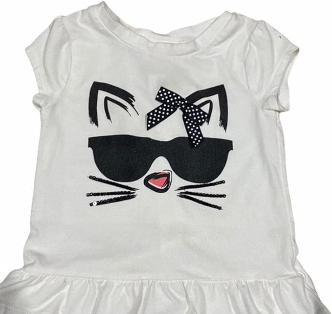 Flapdoodles Girls 2-Piece Cat Top and Striped Shorts Set