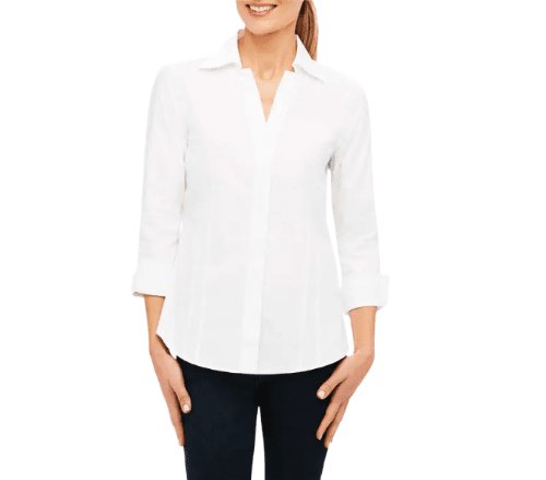 Foxcroft Women's 3/4 Sleeve Linen Blouse Shirt