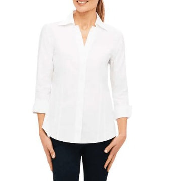 Foxcroft Women's 3/4 Sleeve Linen Blouse Shirt