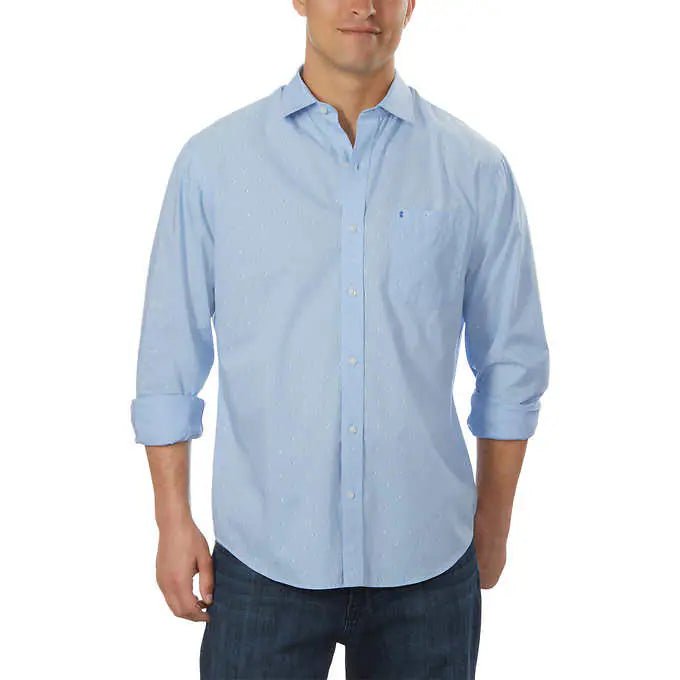 IZOD Men's Long Sleeve Cotton Dress Shirt