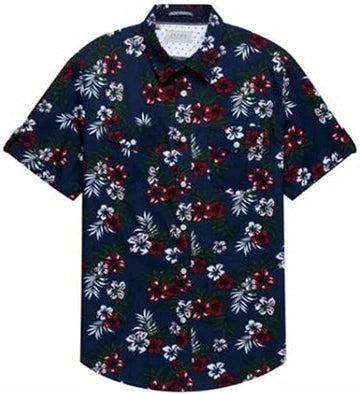 Jachs Men,s Tropical Shirt Short Sleeve Medium Stretch Cotton Fabric Button Front