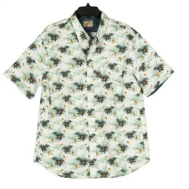 Jachs Men,s Tropical Shirt Short Sleeve Medium Stretch Cotton Fabric Button Front