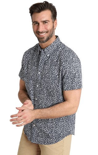 Jachs Men,s Tropical Shirt Short Sleeve Medium Stretch Cotton Fabric Button Front