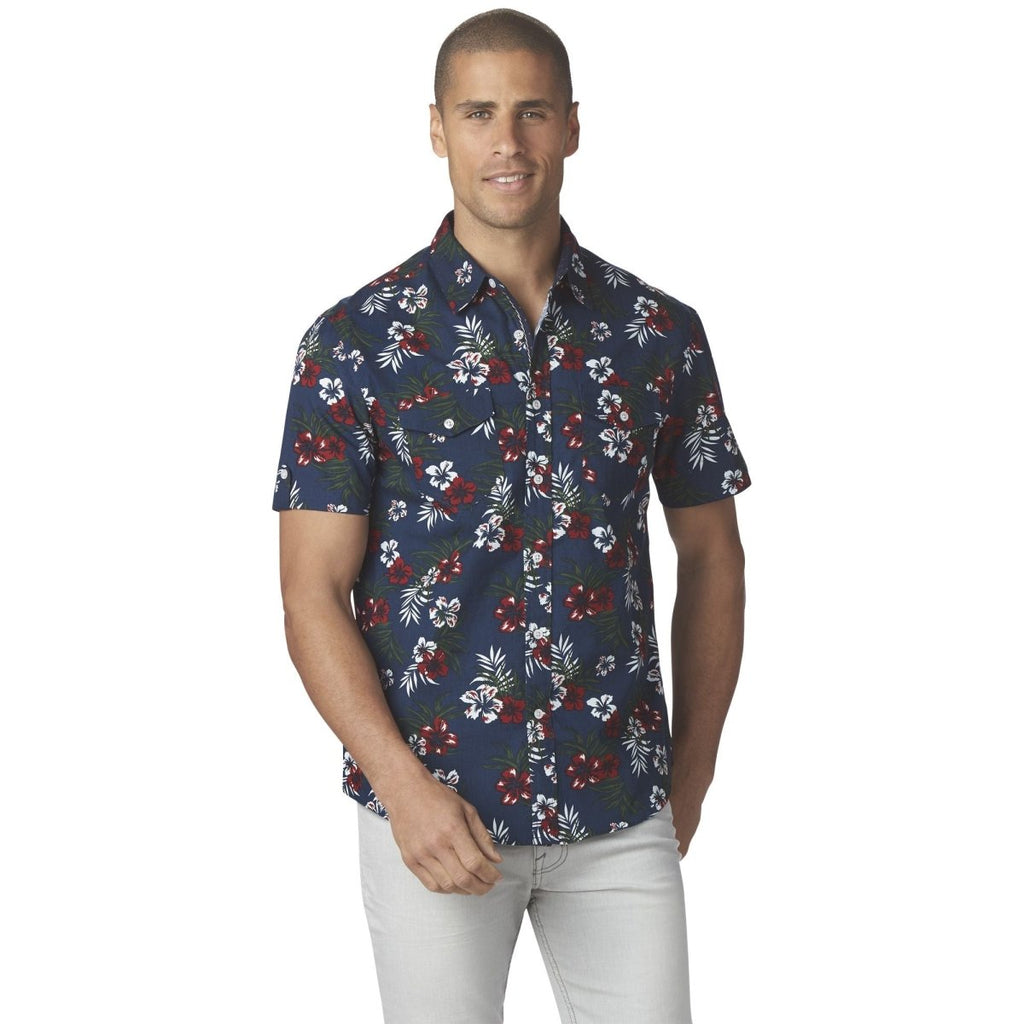 Jachs Men,s Tropical Shirt Short Sleeve Medium Stretch Cotton Fabric Button Front