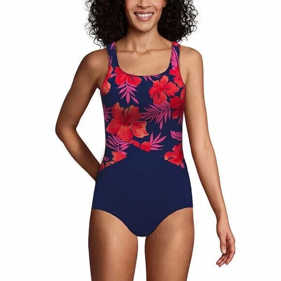 Lands' End Women's Tugless Tank Soft Cup One-Piece Swimsuit
