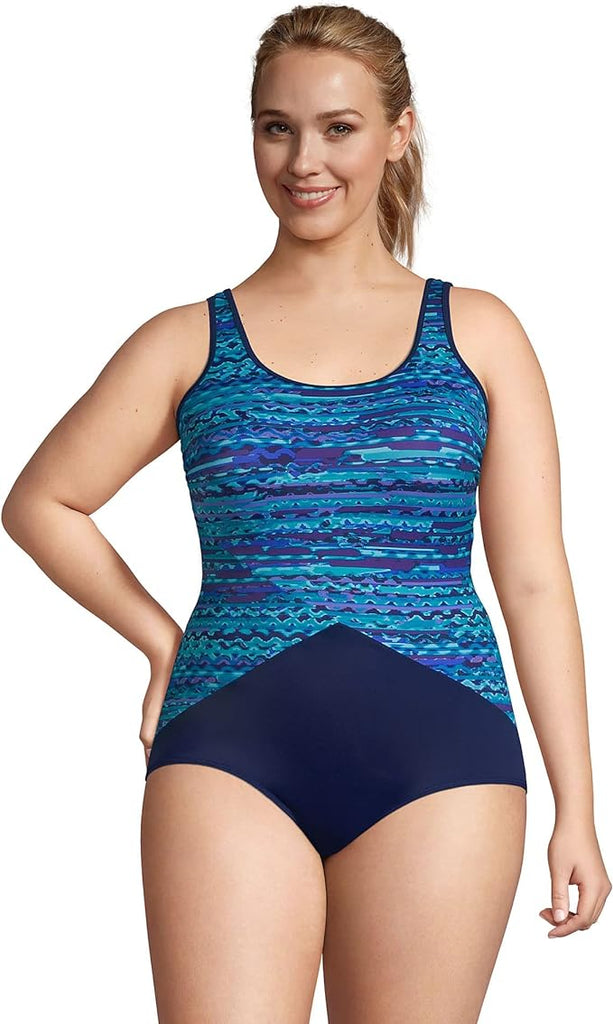 Lands' End Women's Tugless Tank Soft Cup One-Piece Swimsuit